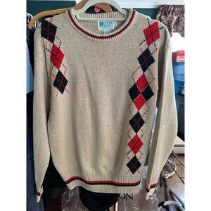 Vintage Lily's of Beverly Hills ivory sweater with diamond pattern Medium 80% si